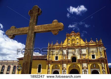 Stock Photo - Cross Outside San Cristobal De Las Casas Cathedral. Fotosearch