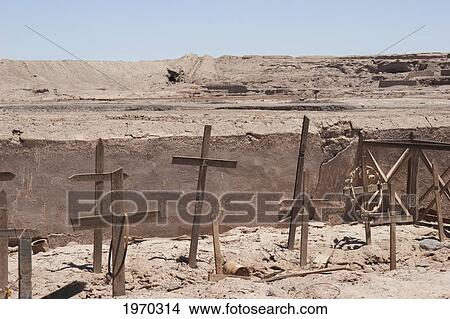 Picture - Crosses In The Cemetery, Office Chacabuco, Antofagasta Region, Chile. Fotosearch