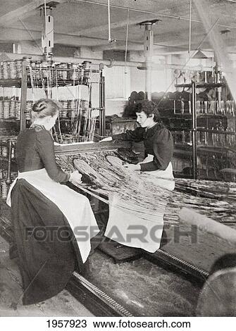 Stock Image - Crossley's Carpets Weaving Works, Halifax, Yorkshire, England In The Late 19Th Century. From Picturesque History Of Yorkshire, Published C. 1900.. Fotosearch