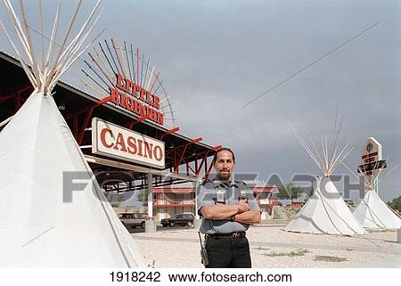 Stock Image - Crow Indian Security Guard For Casino. Fotosearch