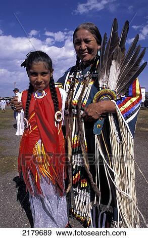 Stock Photo - Crow Indians waiting to join the Pow-wow at annual Crow fair, Crow reservation; Montana, United States of America. Fotosearch