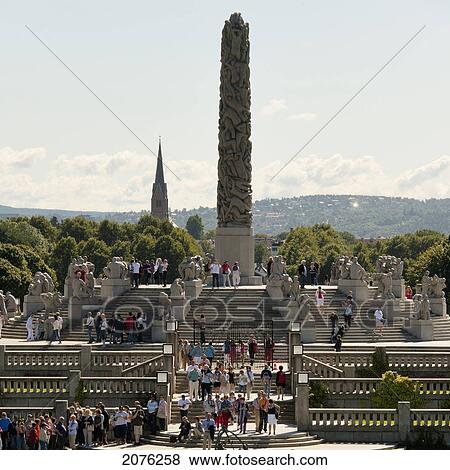 Crowd And The Monolith At Frogner Park Vigeland Sculpture Park; Oslo Norway View Large Photo Image Stock Photo - Crowd And The Monolith At Frogner Park Vigeland Sculpture Park; Oslo Norway. Fotosearch