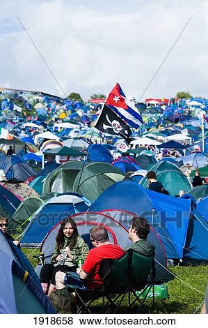 Stock Photo - Crowd At Glastonbury Festival, Somerset, England. Fotosearch