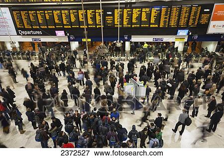 Stock Photo - Crowd in Waterloo station; London, England. Fotosearch