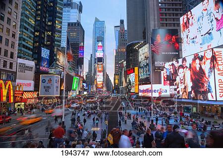 Stock Photo - Crowds In Times Square; New York City New York United States Of America. Fotosearch