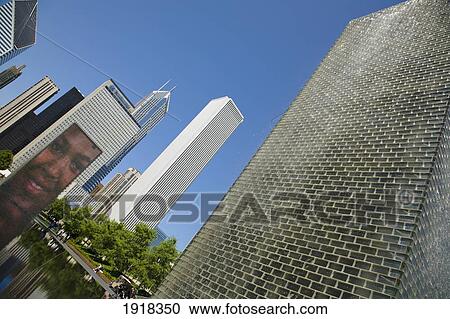 Crown Fountain At Millenium Park, Chicago, Illinois, Usa View Large Photo Image Stock Image - Crown Fountain At Millenium Park, Chicago, Illinois, Usa. Fotosearch