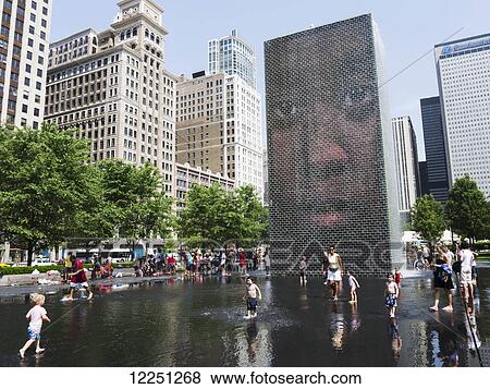 Crown Fountain; Chicago, Illinois, United States of America View Large Photo Image Stock Photo - Crown Fountain; Chicago, Illinois, United States of America. Fotosearch