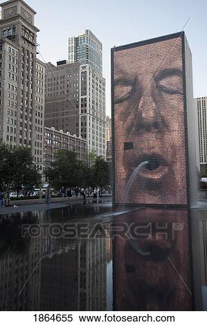 Stock Photography - Crown Fountain, Chicago, Illinois, Usa. Fotosearch
