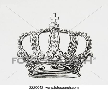 Stock Image - Crown Of The Kingdom Of Spain. From The Cyclopaedia Or Universal Dictionary Of Arts, Sciences And Literature By Abraham Rees, Published London 1820.. Fotosearch