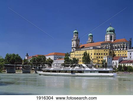 Picture - Cruise Boat On The River Inn. Fotosearch
