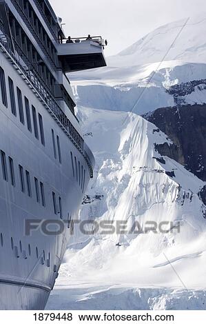 Cruise Ship And Snowcapped Mountain View Large Photo Image Stock Photo - Cruise Ship And Snowcapped Mountain. Fotosearch