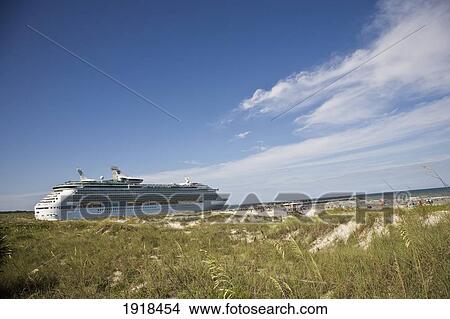 Cruise Ship At Port Canaveral Beach View Large Photo Image Picture - Cruise Ship At Port Canaveral Beach. Fotosearch