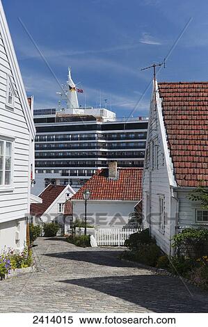 Stock Photography - Cruise ship in a port; Stavanger, Norway. Fotosearch