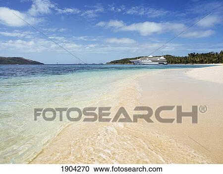 Cruise Ship In Distance, Cruise Ships, Beach And Ocean, Nanuya Lailai Island, Fiji. View Large Photo Image Stock Image - Cruise Ship In Distance, Cruise Ships, Beach And Ocean, Nanuya Lailai Island, Fiji.. Fotosearch