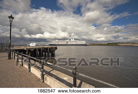 Stock Photo - Cruise Ship On The River Tyne; South Shields, Tyne And Wear, England. Fotosearch