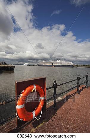 Stock Photo - Cruise Ship On The River Tyne; South Shields, Tyne And Wear, England. Fotosearch