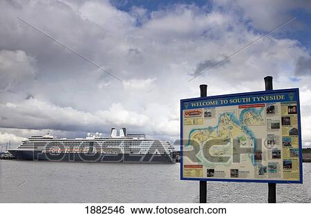 Stock Photograph - Cruise Ship On The River Tyne; South Shields, Tyne And Wear, England. Fotosearch