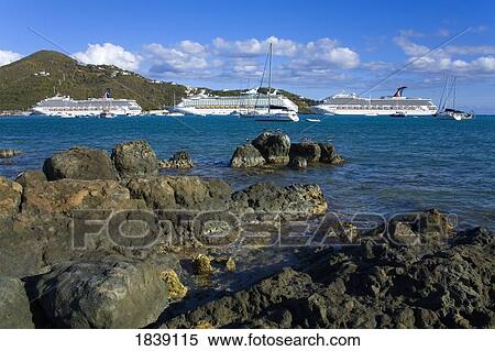 Stock Photography - Cruise Ships; Charlotte Amalie, St. Thomas Island, U. S. Virgin Islands. Fotosearch