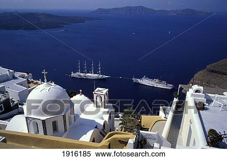 Cruise Ships In Santorini View Large Photo Image Stock Photography - Cruise Ships In Santorini. Fotosearch