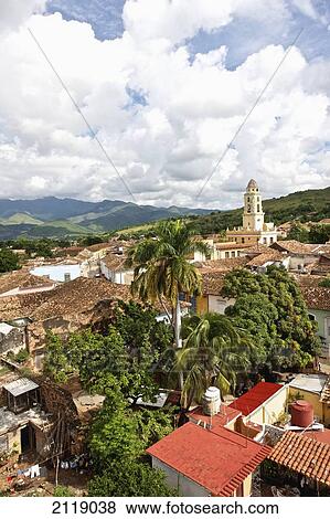 Cuba, View of town; Trinidad View Large Photo Image Stock Photo - Cuba, View of town; Trinidad. Fotosearch