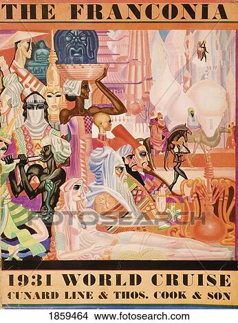 Picture - Cunard Line Promotional Brochure For The Franconia 1931 World Cruise. Front Cover.. Fotosearch
