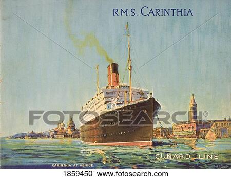 Stock Image - Cunard Line Promotional Brochure For The Rms Carinthia Circa 1926-1930. Fotosearch