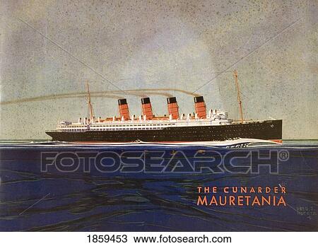Stock Image - Cunard Line Promotional Brochure For Mauretania Circa 1930. Fotosearch