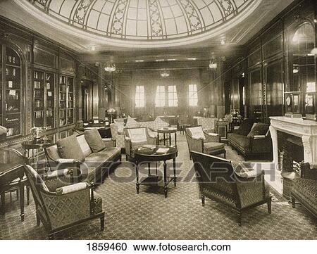 Cunard Line Promotional Brochure For Mauretania Circa 1930. The Library And Writing Room. View Large Photo Image Stock Image - Cunard Line Promotional Brochure For Mauretania Circa 1930. The Library And Writing Room.. Fotosearch