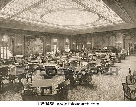 Stock Photo - Cunard Line Promotional Brochure For The Berengaria Circa 1930. The Solarium Lounge.. Fotosearch