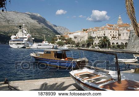 Cunard's Sea Goddess Ii Moored At Korcula View Large Photo Image Stock Photo - Cunard's Sea Goddess Ii Moored At Korcula. Fotosearch