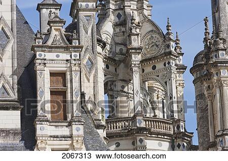 Stock Image - Cupolas On The Roof Terraces Of The Chateau De Chambord, France. Fotosearch