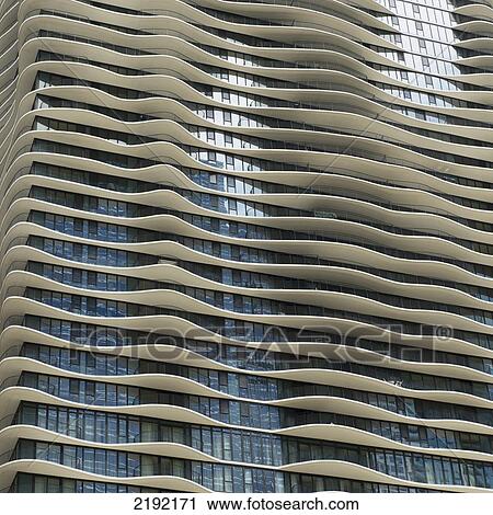 Stock Image - Curved Ledges On The Facade Of A Building; Chicago Illinois United States Of America. Fotosearch