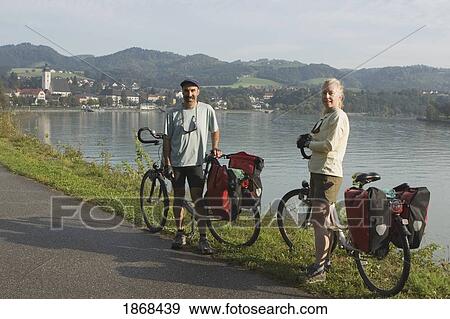 Stock Photo - Cyclists, Grein, Austria. Fotosearch