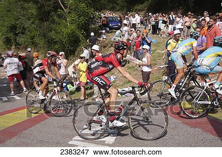 Stock Photo - Cyclists in the Tour de France; Pyrenees, France. Fotosearch