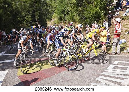 Stock Photograph - Cyclists in the Tour de France; Pyrenees, France. Fotosearch