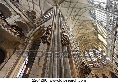 Stock Image - Czech Republic, Interior of St Vitus Cathedral; Prague. Fotosearch