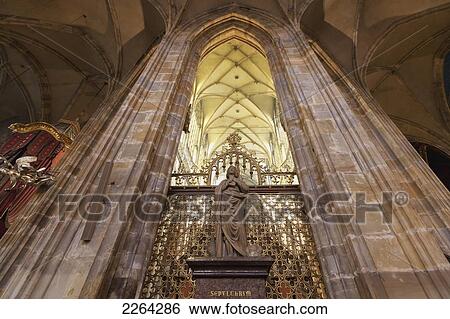 Stock Photograph - Czech Republic, Interior of St Vitus Cathedral; Prague. Fotosearch