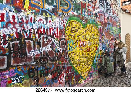 Stock Photo - Czech Republic, John Lennon Wall; Prague. Fotosearch