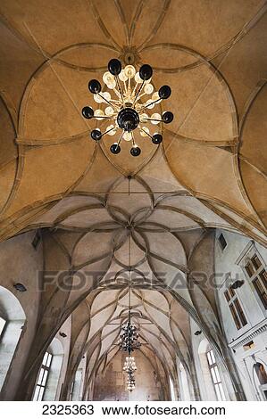 Czech Republic, Low angle view of ornate ceiling and light fixture; Prague View Large Photo Image Stock Image - Czech Republic, Low angle view of ornate ceiling and light fixture; Prague. Fotosearch