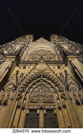 Stock Image - Czech Republic, St Vitus Cathedra at night; Prague. Fotosearch