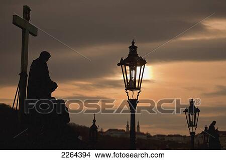 Czech Republic, Sunset over Charles Bridge; Prague View Large Photo Image Picture - Czech Republic, Sunset over Charles Bridge; Prague. Fotosearch