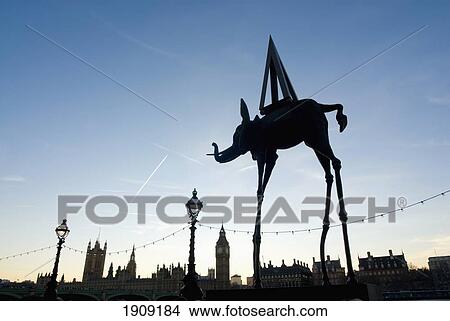 Picture - Dali's Elephant With Westminster In Background, London, Uk. Fotosearch
