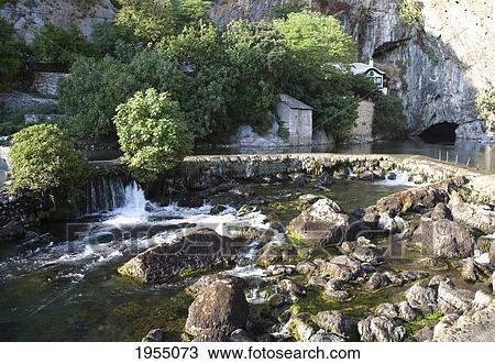 Stock Image - Dam On The Buna River And Tekija, Blagaj, Herzegovina-Neretva, Bosnia And Herzegovina. Fotosearch