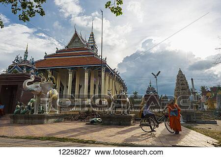 Stock Photo - Damrei Sa Pagoda; Battambang, Cambodia. Fotosearch