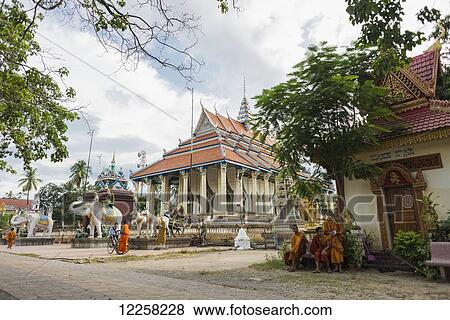 Stock Photo - Damrei Sa Pagoda; Battambang, Cambodia. Fotosearch