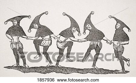 Dance Of Fools. 19Th Century Reproduction From Miniature In 13Th Century Manuscript View Large Photo Image Stock Photograph - Dance Of Fools. 19Th Century Reproduction From Miniature In 13Th Century Manuscript. Fotosearch