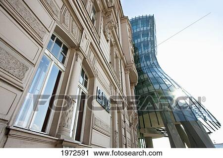 Stock Image - Dancing House By Architect Frank Gehry, Prague, Czech Republic. Fotosearch