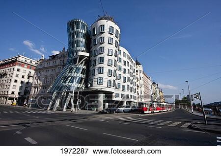 Stock Photo - Dancing House By Architect Frank Gehry, Prague, Czech Republic. Fotosearch