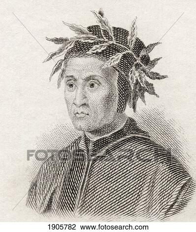 Stock Image - Dante Alighieri, C. 1265 To 1321. Italian Poet Of The Middle Ages. From Crabb's Historical Dictionary Published 1825.. Fotosearch