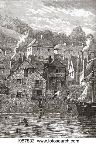 Stock Image - Dartmouth, Devon, England In The Late 19Th Century. From Our Own Country Published 1898. Fotosearch